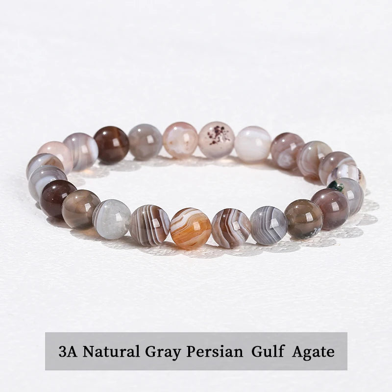 Healing Stone Bracelet: Obsidian, Fluorite, Jasper Beads