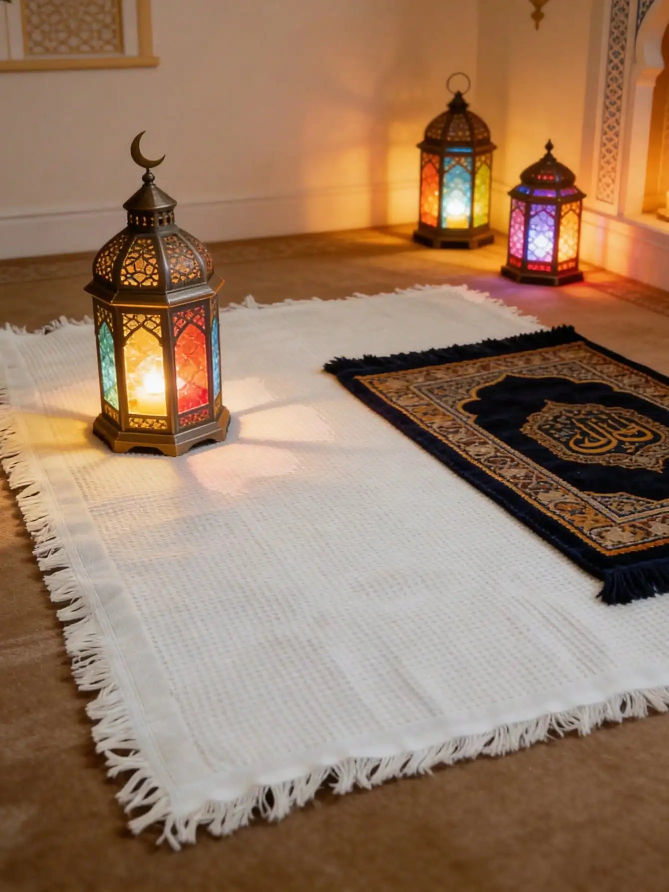 1pc boho Yoga Meditation Mat-Cotton Blend Fringe Muslim Prayer Mat Rug Ramadan Gift for Outdoor Picnics Home Decor