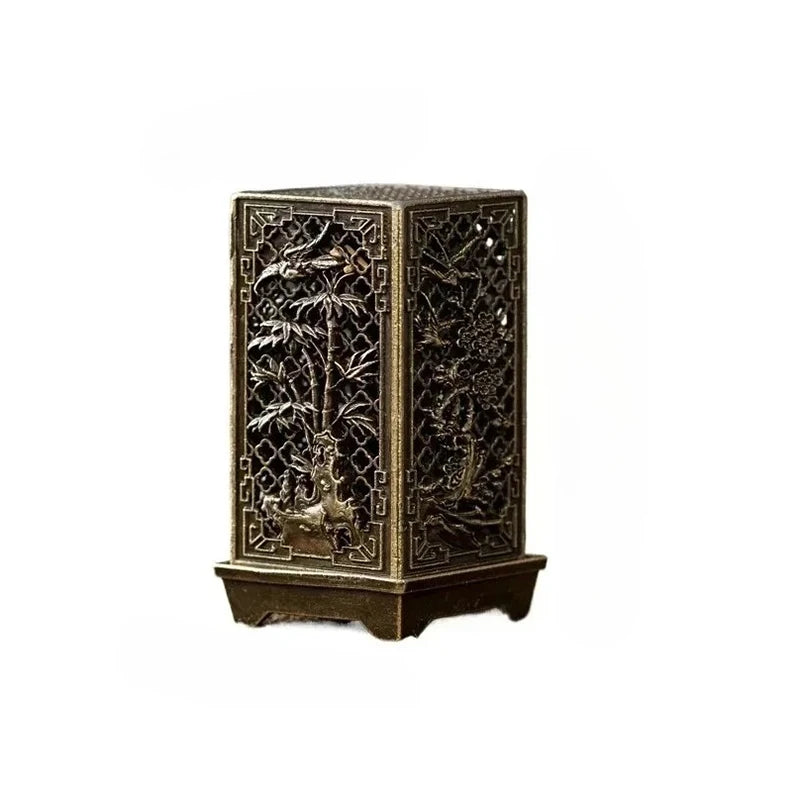 Square Vertical Incense Burner Small Xiangyun Alloy Incense Holder Indoor Aromatherapy Home Ornament Chinese Plum Inense Burners