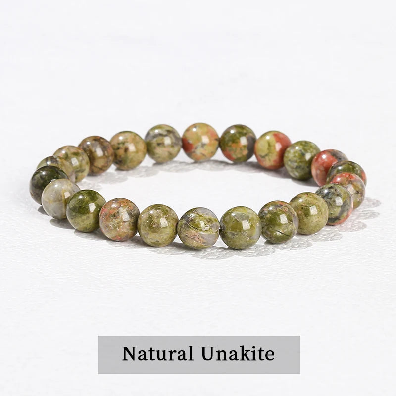 Healing Stone Bracelet: Obsidian, Fluorite, Jasper Beads