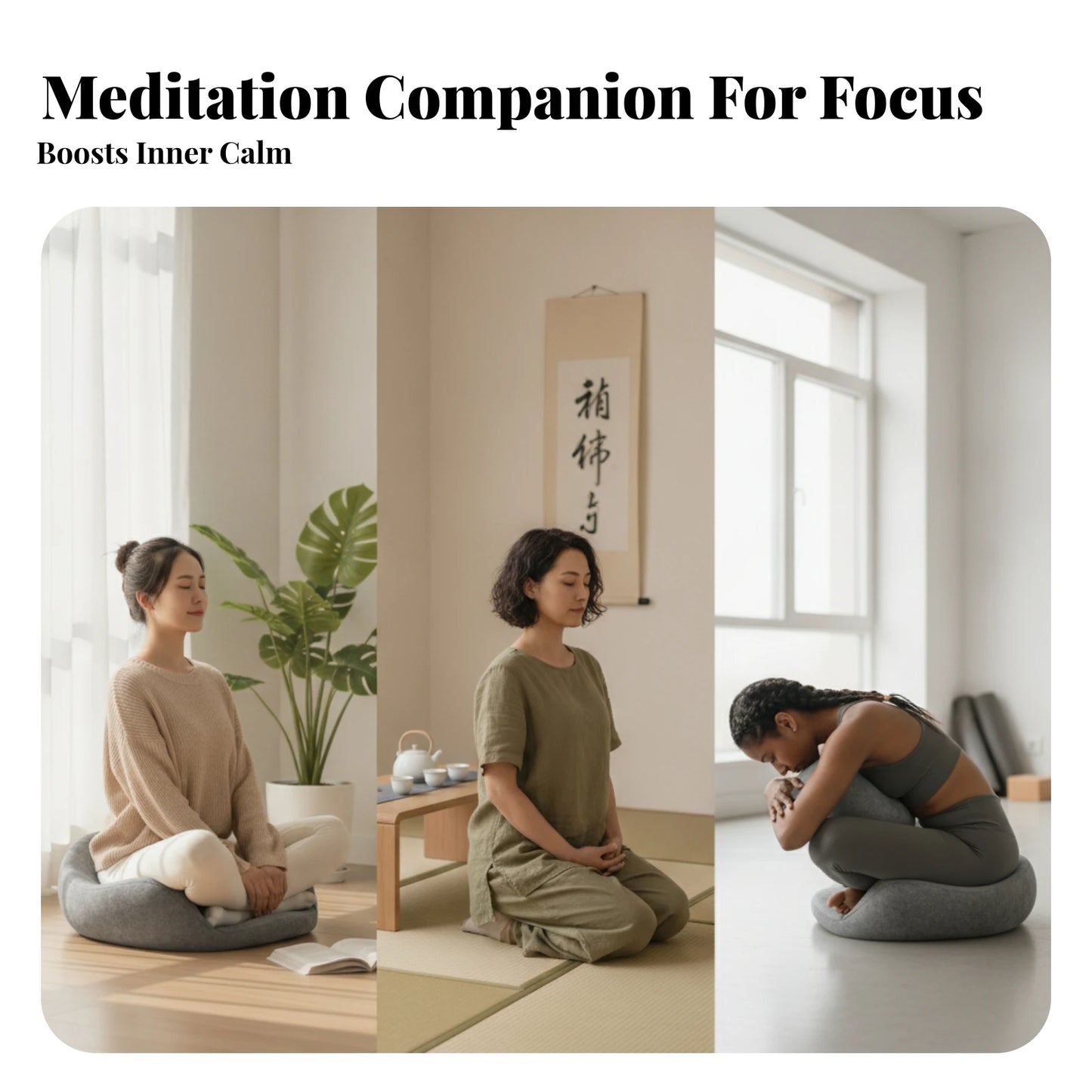Memory Foam Meditation Cushion Soft Material Low-Profile Meditation Cushion Curved Sides Meditation Cushion