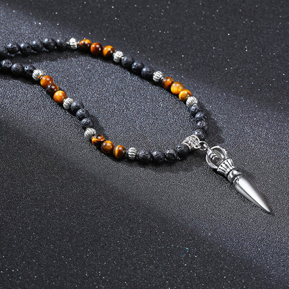 Necklace: Tibetan Phurba Kilaya Necklace - Tiger's Eye & Lava Stone