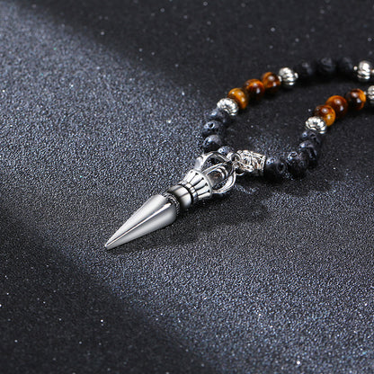 Necklace: Tibetan Phurba Kilaya Necklace - Tiger's Eye & Lava Stone
