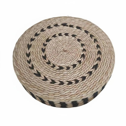 Woven Woven Mat Meditation Cushion Pillow Multi-Function Straw Woven Mat Pillow Round Straw Floor Pillow Breathable Round Woven Pouf