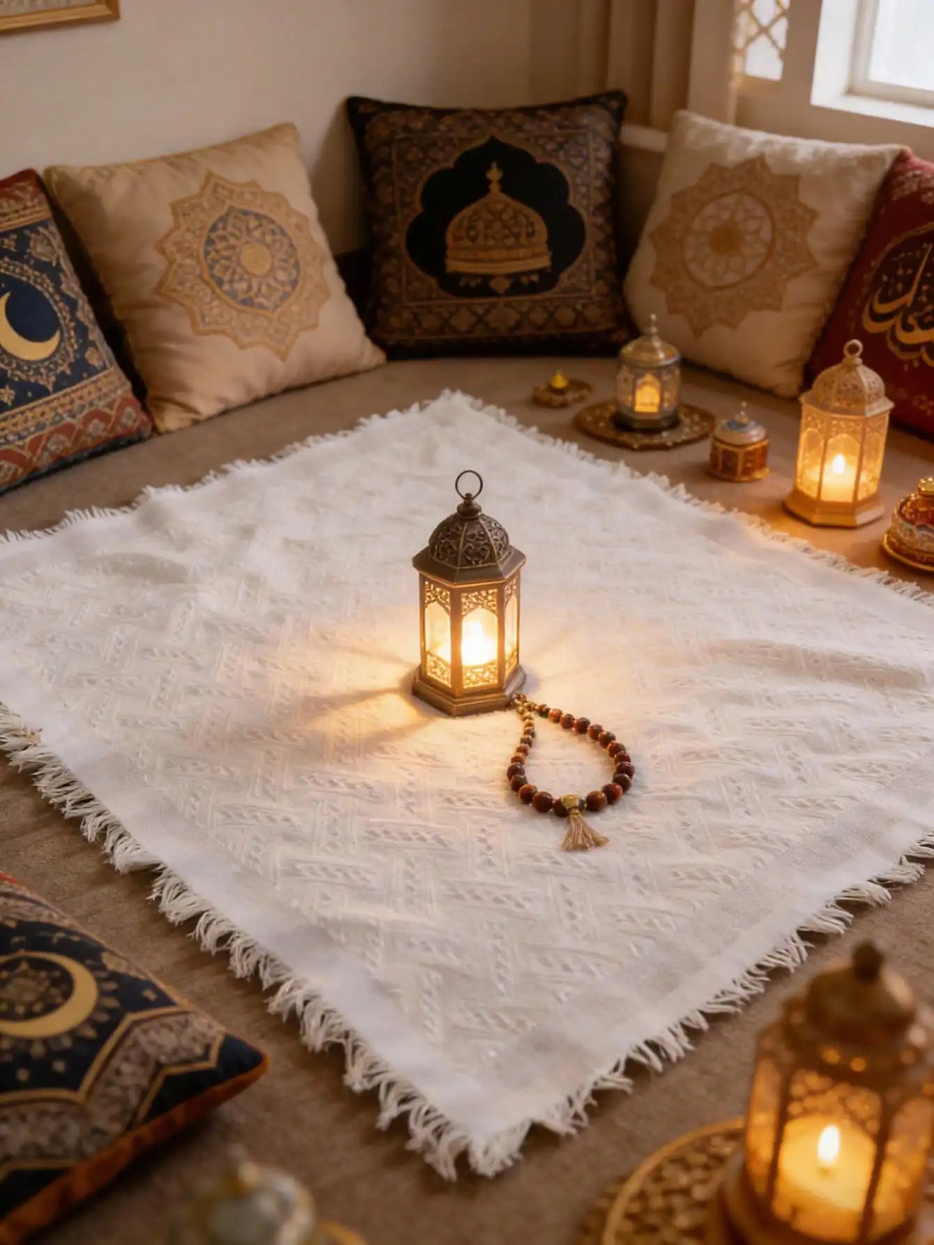 1pc boho Yoga Meditation Mat-Cotton Blend Fringe Muslim Prayer Mat Rug Ramadan Gift for Outdoor Picnics Home Decor