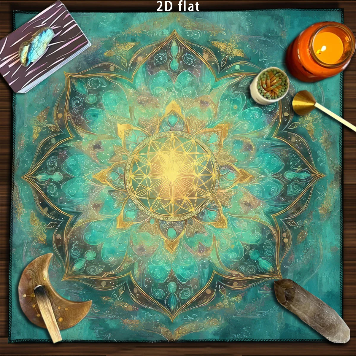 Tarot Tablecloth Sun & Moon Divination Altar Cloth Flower of Life Night Sky Tarot Cloth Astrology Universe Golden Star Tarot Mat