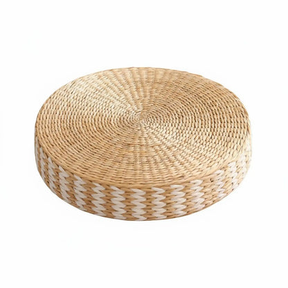 Woven Woven Mat Meditation Cushion Pillow Multi-Function Straw Woven Mat Pillow Round Straw Floor Pillow Breathable Round Woven Pouf