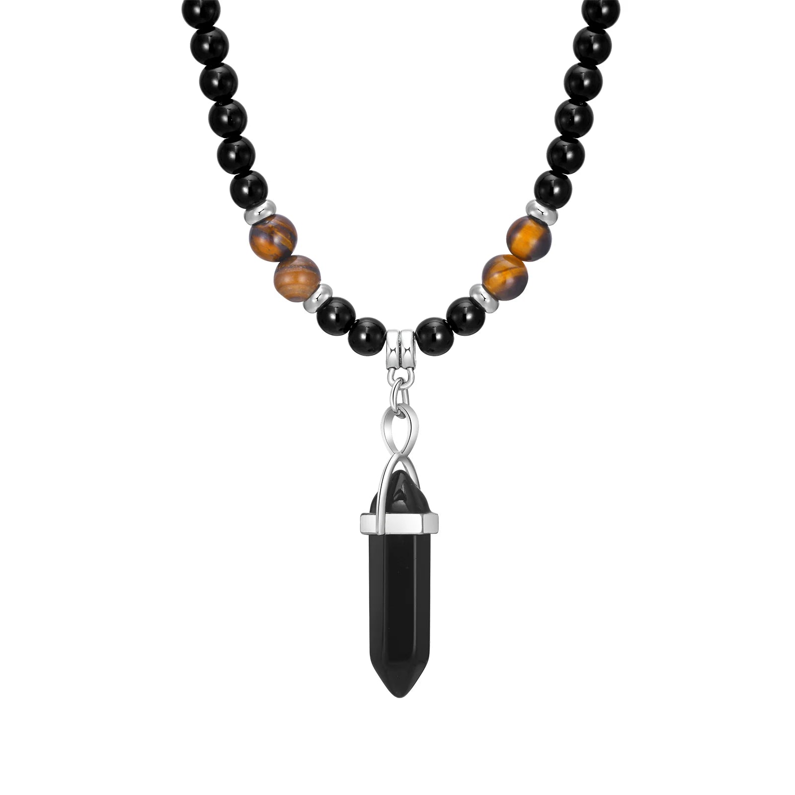 Necklace: Tibetan Phurba Kilaya Necklace - Tiger's Eye & Lava Stone