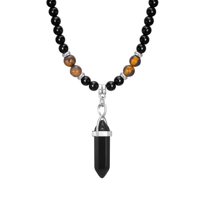 Necklace: Tibetan Phurba Kilaya Necklace - Tiger's Eye & Lava Stone