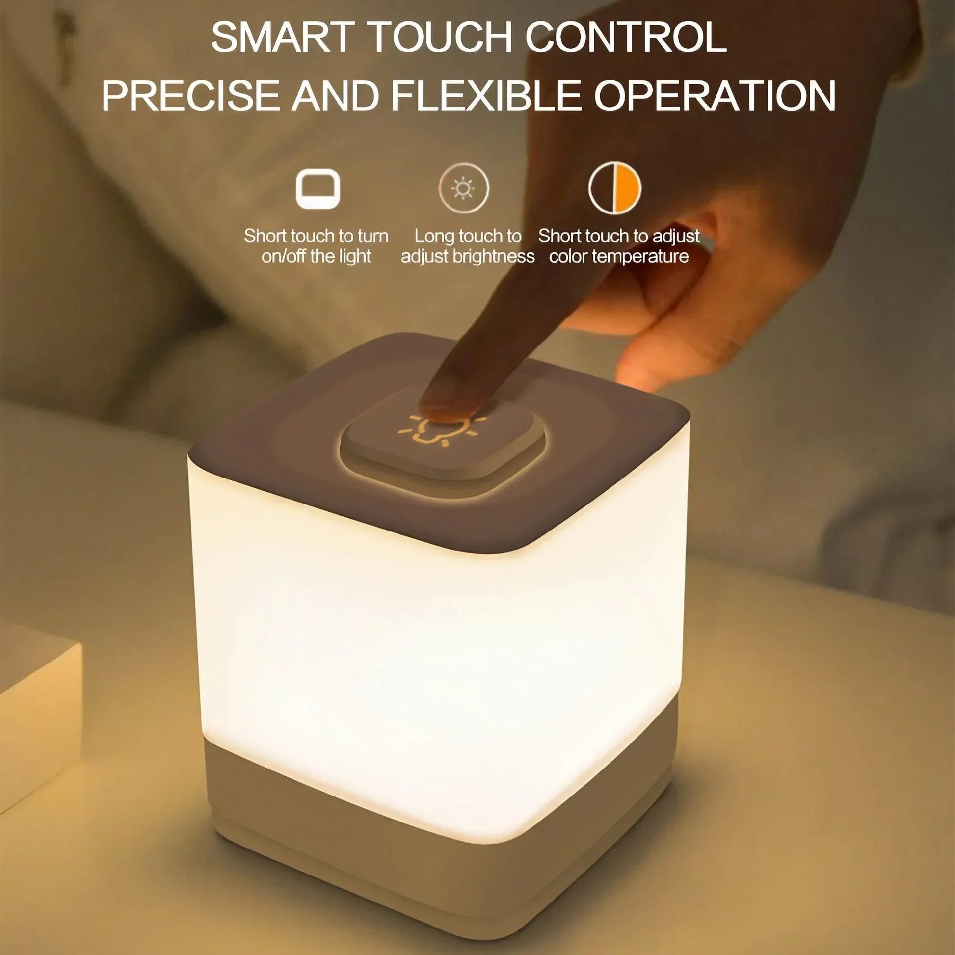 Soft Night Light LED Bedside Lamp - Rechargeable & Touch Control