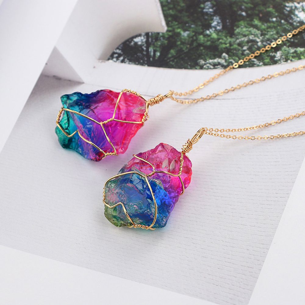 Natural Chakra Stone Rainbow Necklace - Crystal Chakra Pendant