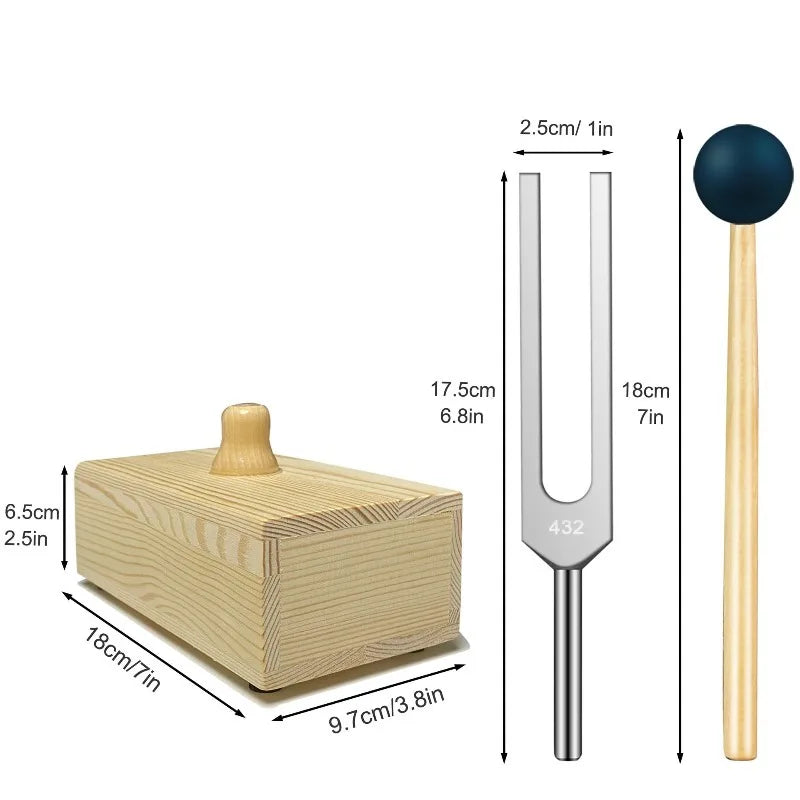 432Hz Tuning Fork Medical Chakra Tuning Forks with Resonance Box Sound Healing Meditation Hearing Tests Percussion Instruments