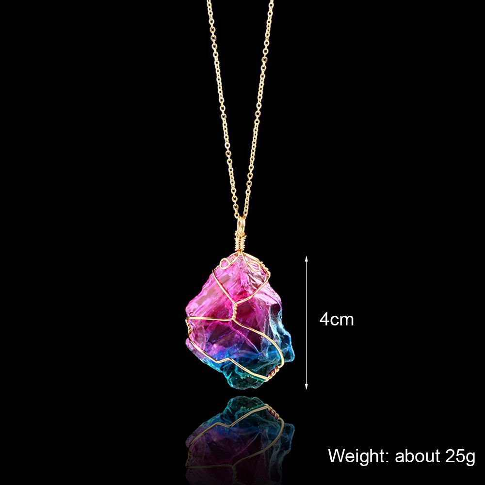 Natural Chakra Stone Rainbow Necklace - Crystal Chakra Pendant
