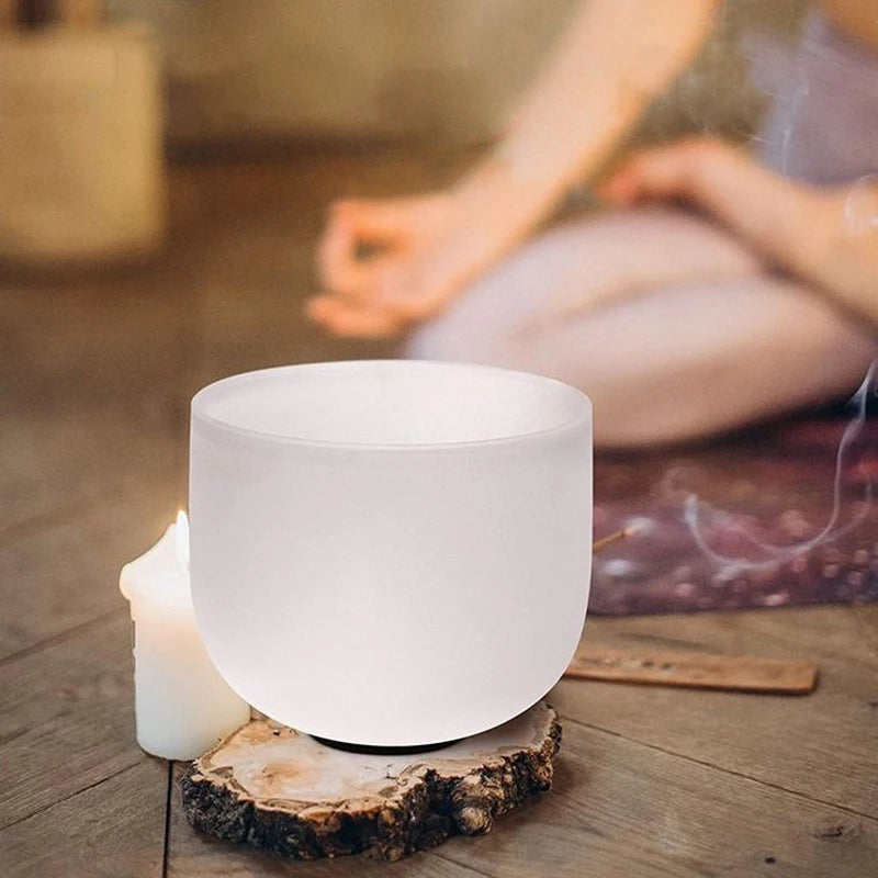 Frosted Quartz Crystal Singing Bowl - Yoga & Chakra Healing