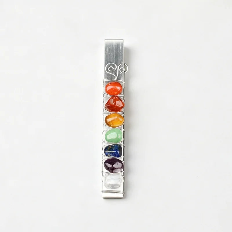 Natural 7 Chakra Selenite Wand Golden/Silvery Wire Wrapped Chakra Reiki Healing Crystal Decor Gift