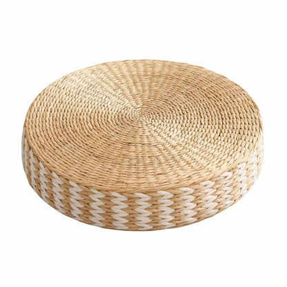 Woven Woven Mat Meditation Cushion Pillow Multi-Function Straw Woven Mat Pillow Round Straw Floor Pillow Breathable Round Woven Pouf