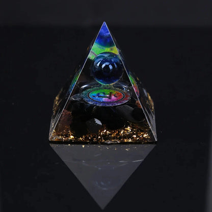 Crystal Energy Orgone Pyramid - Chakra Stone Meditation Gift