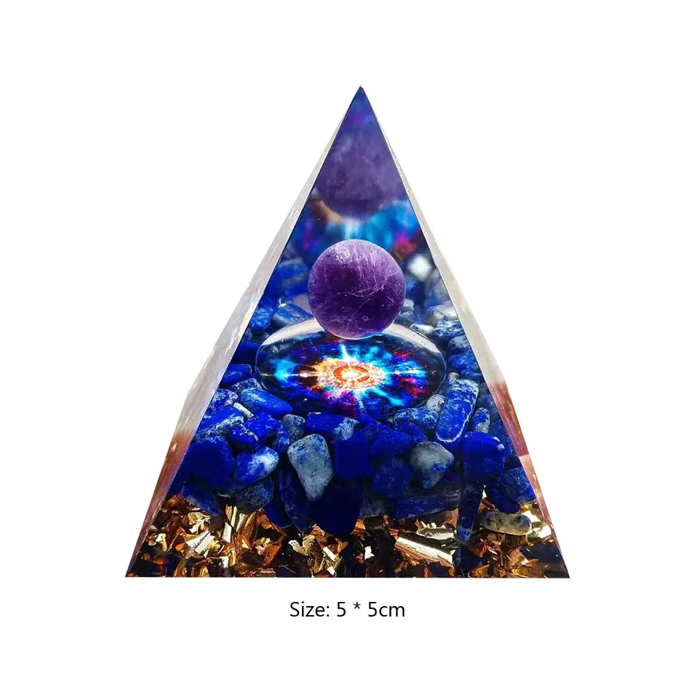 Crystal Energy Orgone Pyramid - Chakra Stone Meditation Gift