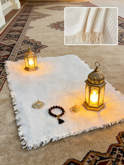 1pc boho Yoga Meditation Mat-Cotton Blend Fringe Muslim Prayer Mat Rug Ramadan Gift for Outdoor Picnics Home Decor