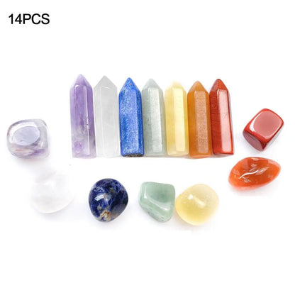 Natural Stone Crystal Gemstone Chakras Healing Quartz Mineral Ornament Home Decoration High Quality Gifts Box 14 PCS/Set