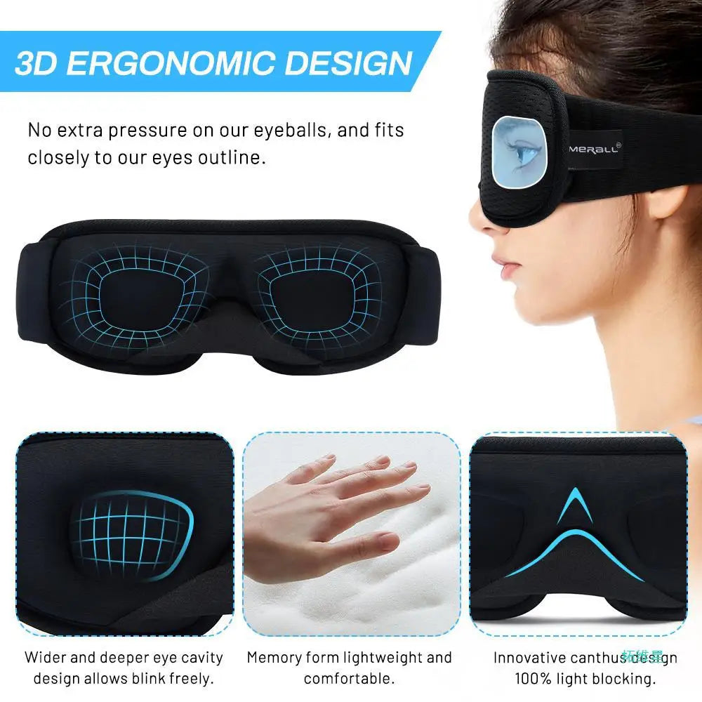 3D Sleeping Mask Light Blocker - Soft, Breathable Eye Shade