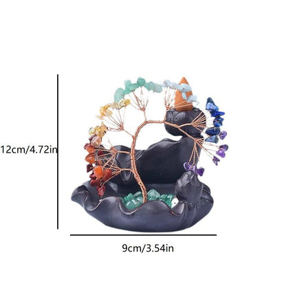Healing Stones: 7 Chakra Crystal Tree Incense Burner for Wealth & Good Luck