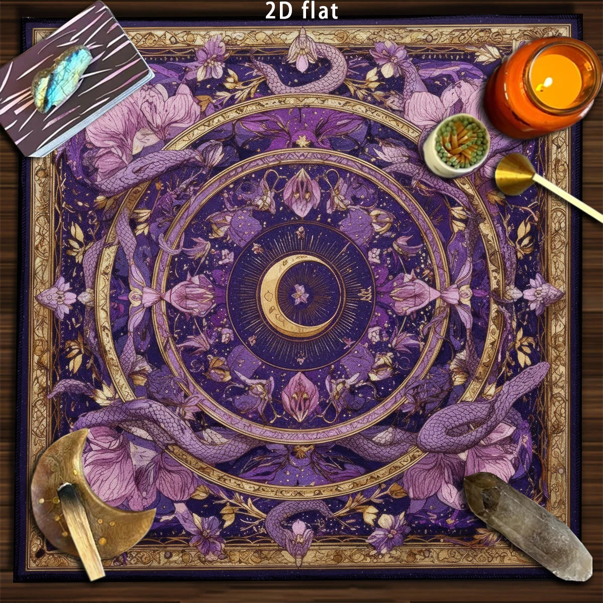 Tarot Tablecloth Sun & Moon Divination Altar Cloth Flower of Life Night Sky Tarot Cloth Astrology Universe Golden Star Tarot Mat