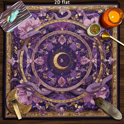 Tarot Tablecloth Sun & Moon Divination Altar Cloth Flower of Life Night Sky Tarot Cloth Astrology Universe Golden Star Tarot Mat