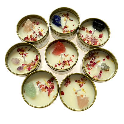 Scented Candles: Aromatherapy Soy Candles - Crystal Salt & Dried Flower Scents