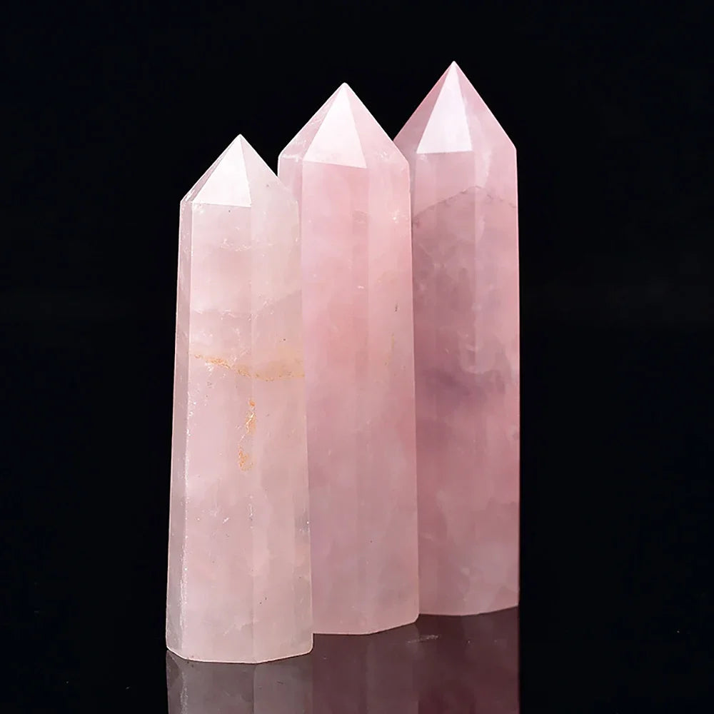Natural Stone: Rose Quartz Amethyst Wand - Healing Crystals & Home Decor