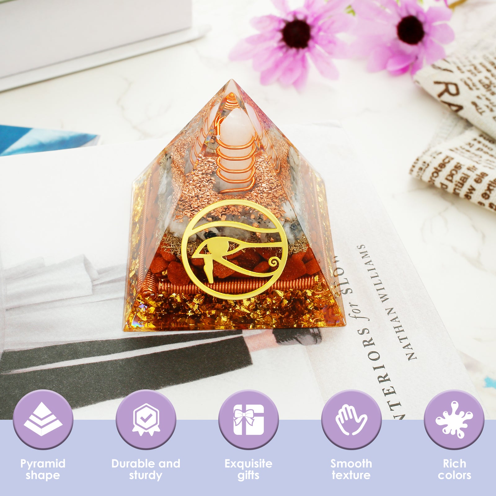 Reiki Crystal Pyramid Energy Protection Handmade Ornament