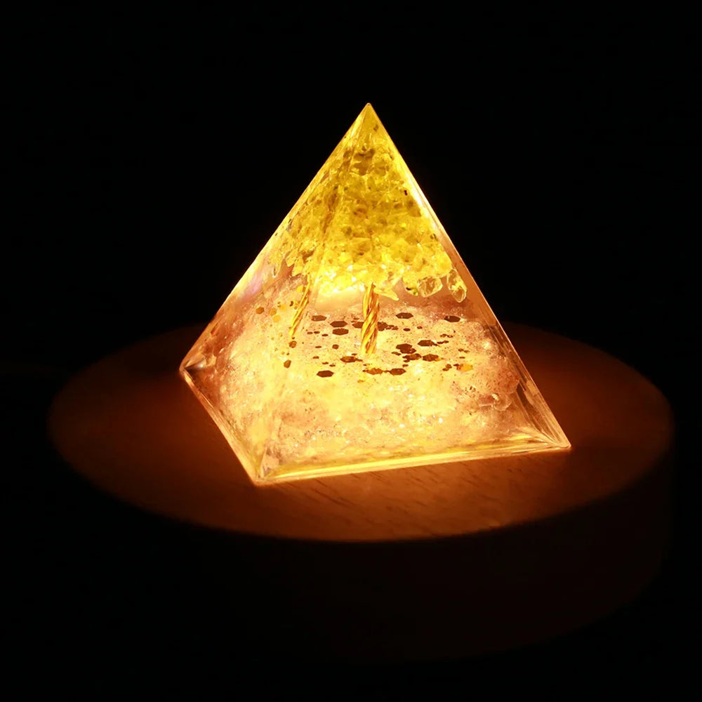 Crystal Energy Orgone Pyramid - Chakra Stone Meditation Gift