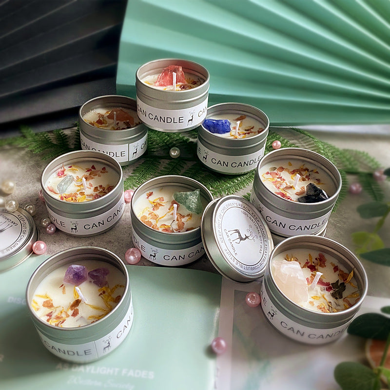 Scented Candles: Aromatherapy Soy Candles - Crystal Salt & Dried Flower Scents