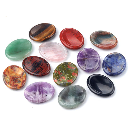 35x45mm Natural Crystal Stone Thumb Worry Oval Massage Quartz Healing Chakra Energy Therapy Meditation Spiritual Natural Gemston