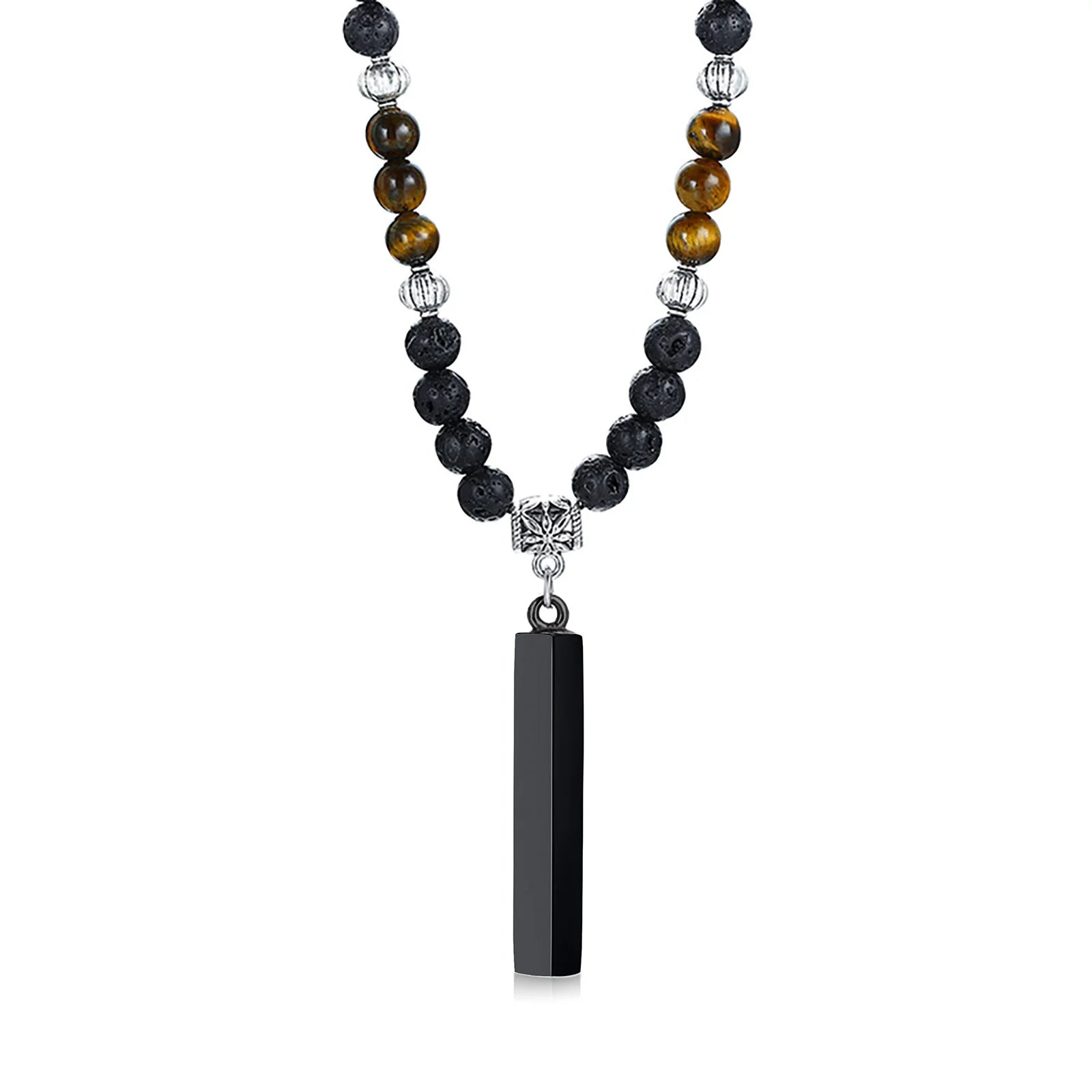 Necklace: Tibetan Phurba Kilaya Necklace - Tiger's Eye & Lava Stone