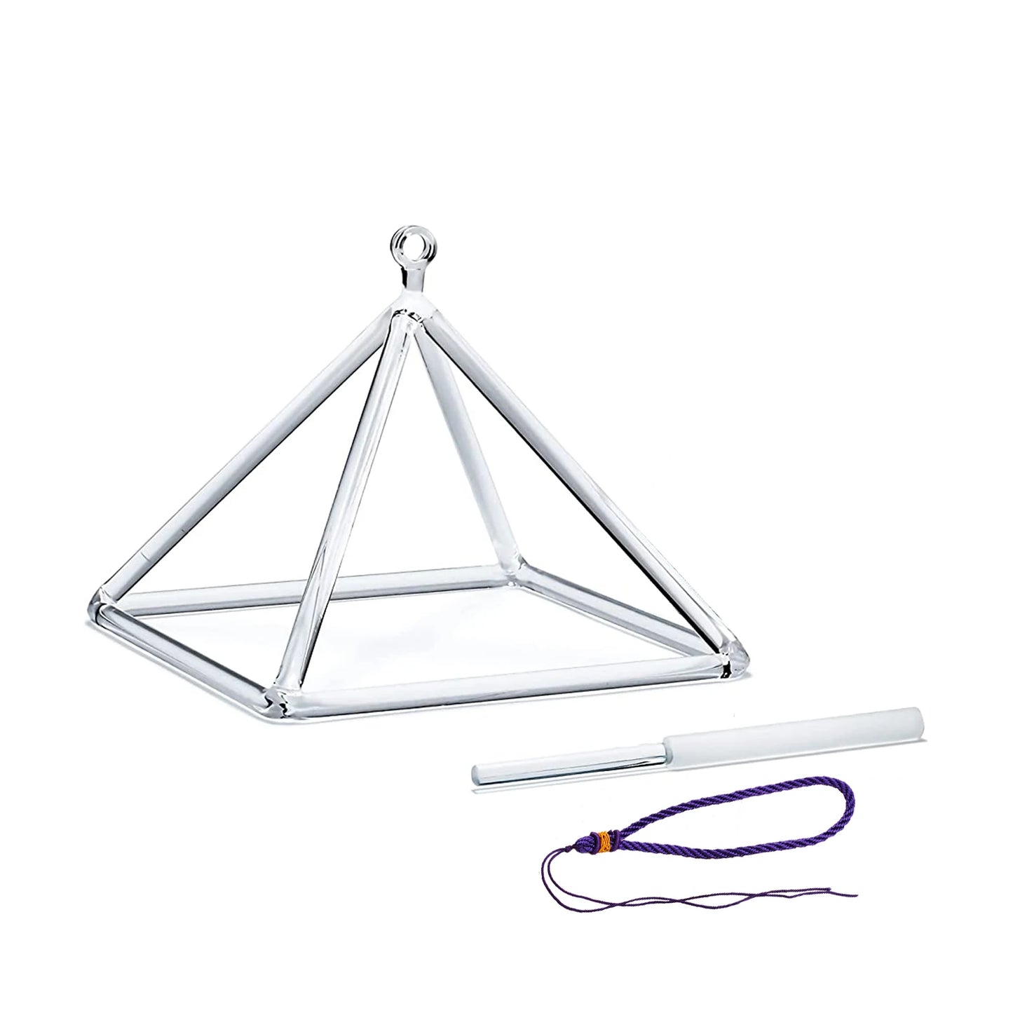 Hye-eun 3-9inch Clear Crystal Singing Pyramid Musical Instruments Sound Energy Healing Relaxation Yoga Meditation