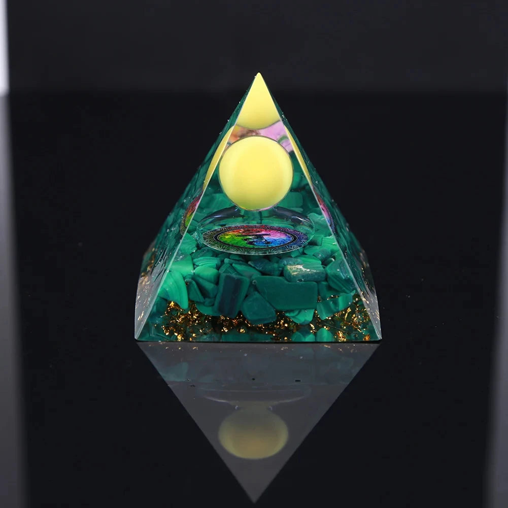 Crystal Energy Orgone Pyramid - Chakra Stone Meditation Gift