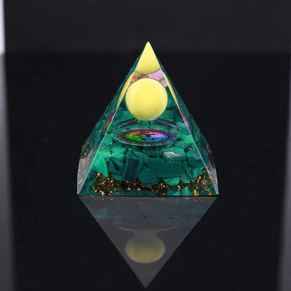 Crystal Energy Orgone Pyramid - Chakra Stone Meditation Gift