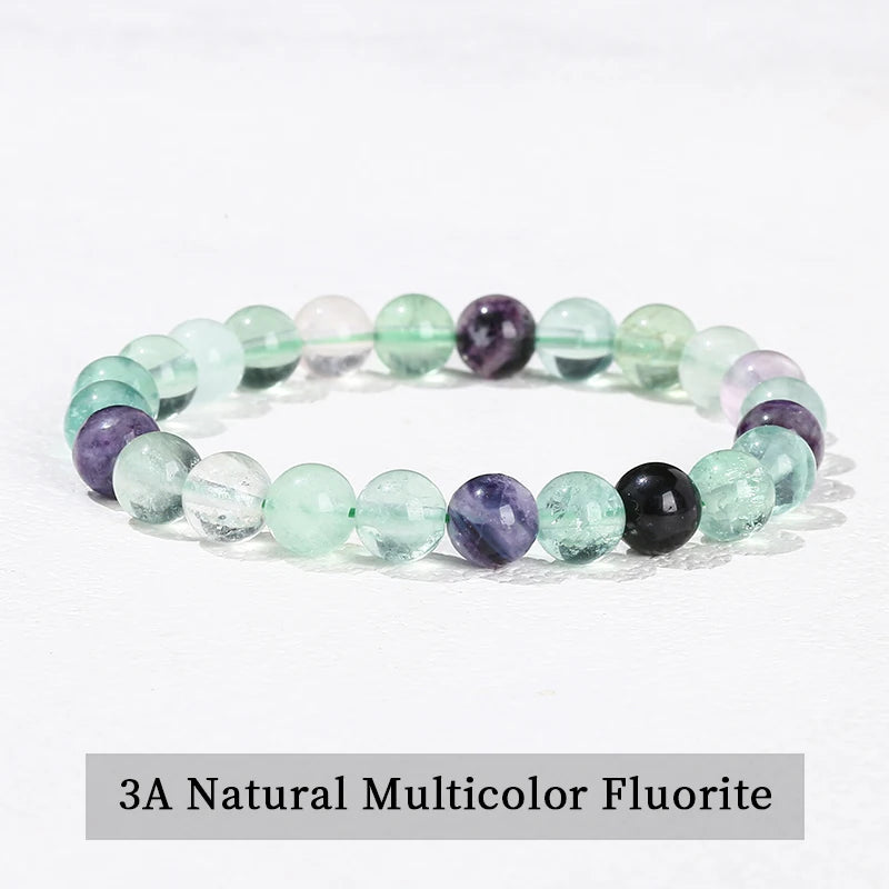 Healing Bracelet: Natural Stone Beaded Bracelet - Obsidian, Fluorite, Quartz