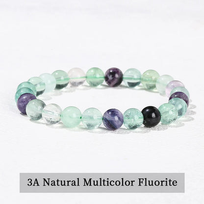 Healing Bracelet: Natural Stone Beaded Bracelet - Obsidian, Fluorite, Quartz