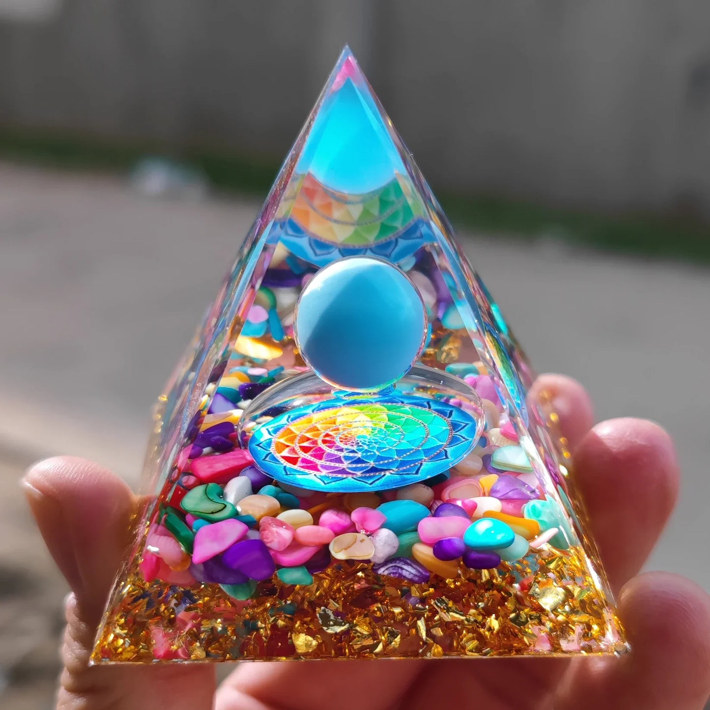Healing Stones: Orgonite Pyramid Crystals - Healing Reiki Chakra Decor