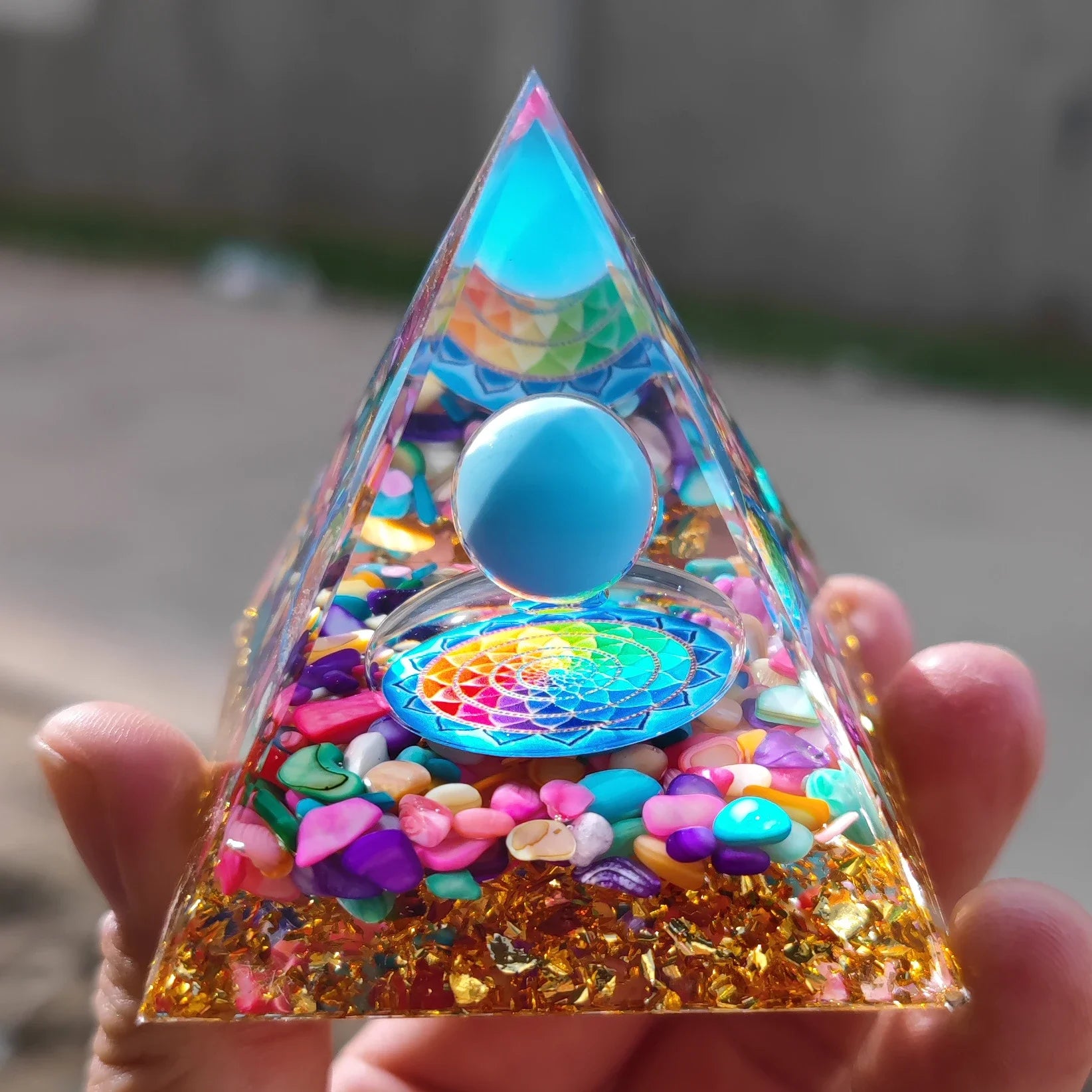 Healing Stones: Orgonite Pyramid Crystals - Healing Reiki Chakra Decor