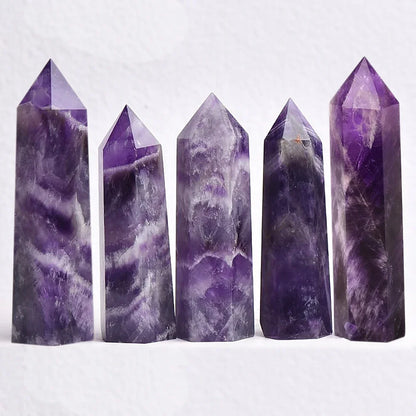 Natural Stone: Rose Quartz Amethyst Wand - Healing Crystals & Home Decor