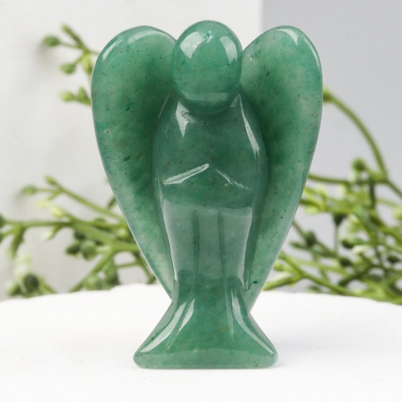 Hand Carved Natural Stone angel Figurine, mini Crystal Crafts, Black Jade Gemstone, Healing, Home Decoration, 1.5 inch