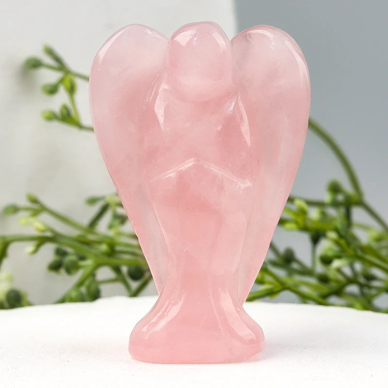 Hand Carved Natural Stone angel Figurine, mini Crystal Crafts, Black Jade Gemstone, Healing, Home Decoration, 1.5 inch