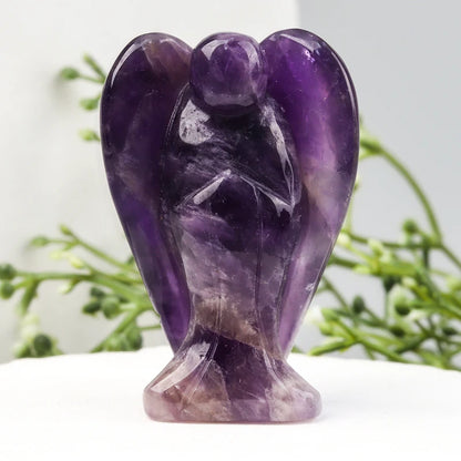 Hand Carved Natural Stone angel Figurine, mini Crystal Crafts, Black Jade Gemstone, Healing, Home Decoration, 1.5 inch