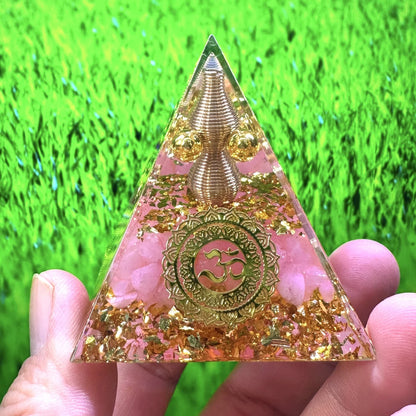 Crystal Energy Orgone Pyramid - Chakra Stone Meditation Gift