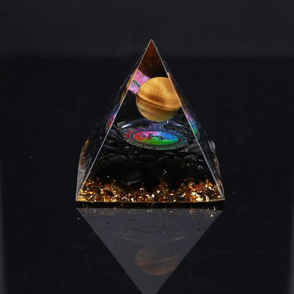 Crystal Energy Orgone Pyramid - Chakra Stone Meditation Gift