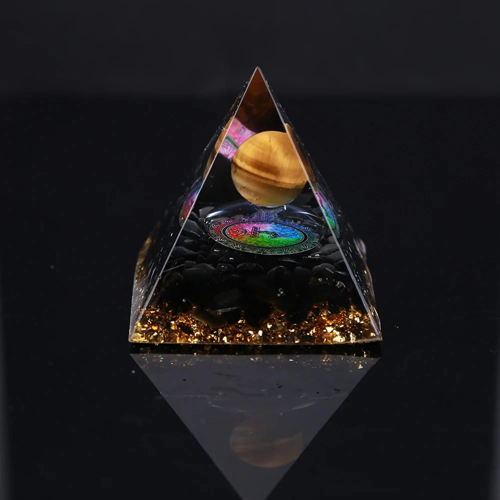 Crystal Energy Orgone Pyramid - Chakra Stone Meditation Gift