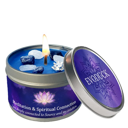 White Sage Frankincense Crystal Scented Candle Protection Cleansing Aromatherapy Meditation Room Decor Spiritual Yoga Gift 3oz